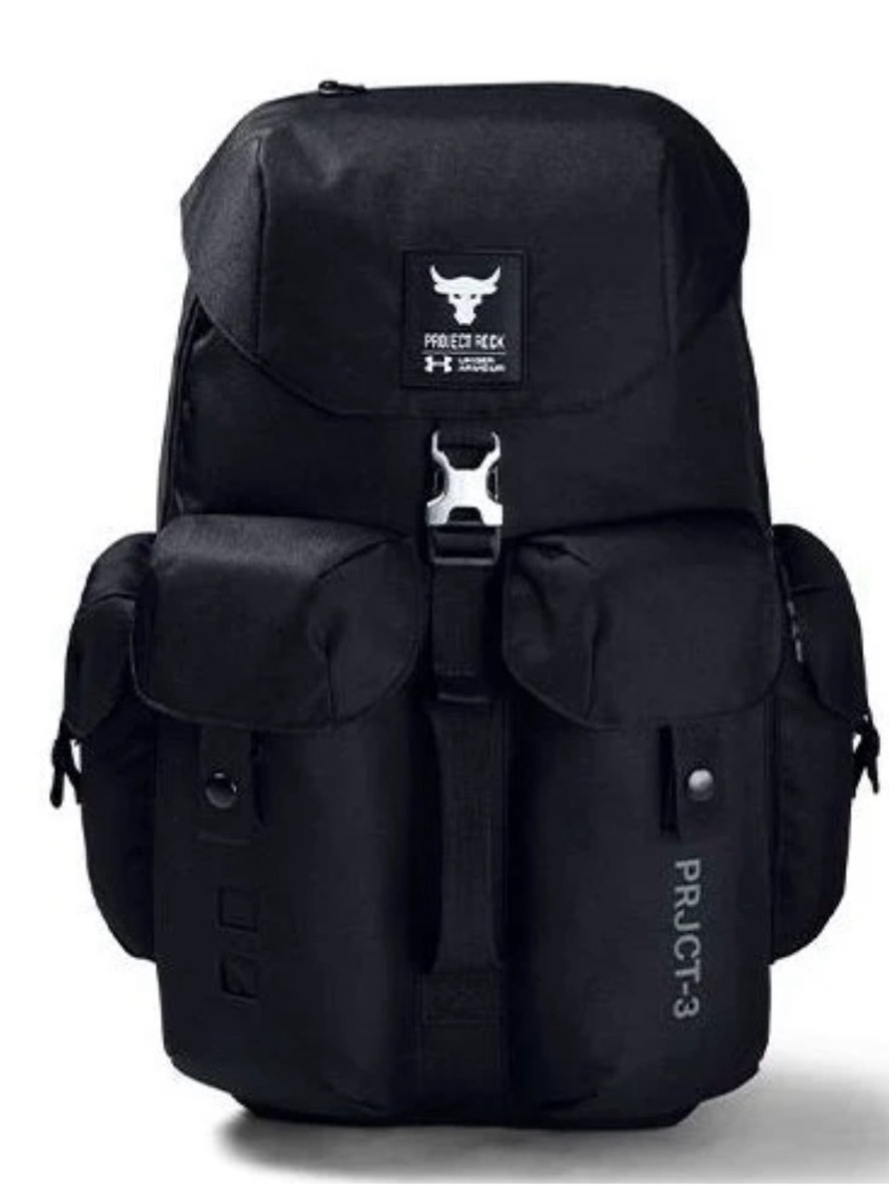 Under Armour Project Rock 3 Backpack Black Brahma Bull Logo